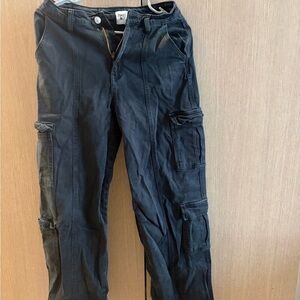 Princess Polly Black Straight Leg Cargo Pants